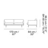 Muuto OUTLINE Sofa 2-Osobowa - Czarna Skóra / Czarne Nogi
