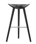 by Lassen ML42 Krzesło Barowe -- Hoker 77 cm Czarny / Poprzeczka Srebrna