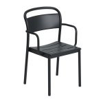 Muuto LINEAR Ogrodowe Krzesło Metalowe z Podłokietnikiem / Czarne