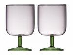 Lyngby Glass TORINO Kieliszki do Wina 300 ml 2 Szt. Różowe / Zielona Nóżka
