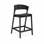 Muuto COVER BAR Hoker - Krzesło Barowe 96 cm Czarne / Siedzisko Tapicerowane Czarne