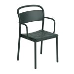 Muuto LINEAR Ogrodowe Krzesło Metalowe z Podłokietnikiem / Ciemnozielone