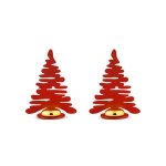 Alessi BARK Zestaw 2 Choinek Świątecznych - Uchwyt na Wizytówki dla Gości - Czerwony