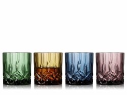 Lyngby Glass SORRENTO Kolorowe Szklanki do Drinków, Whisky 320 ml 4 Szt.