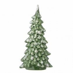 Bloomingville CHRISTMAS FLICKA Lampion Świąteczny LED - Choinka Ceramiczna 29 cm / Zielona