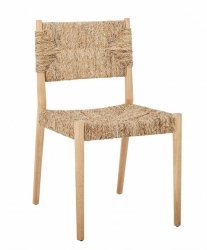 Bloomingville SARAN Krzesło Drewniane z Siedziskiem z Hiacyntu Wodnego