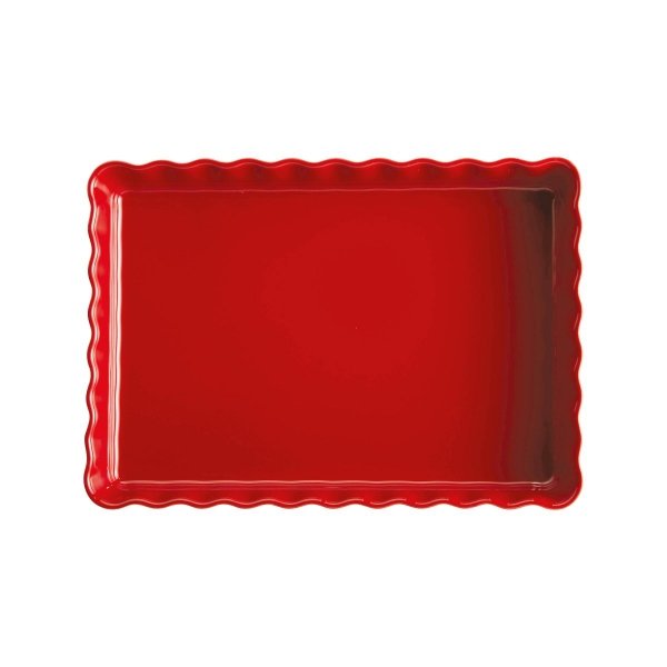 Emile Henry NATURAL CHIC Ceramiczna Forma do Tarty 24x34 cm Prostokątna - Czerwona