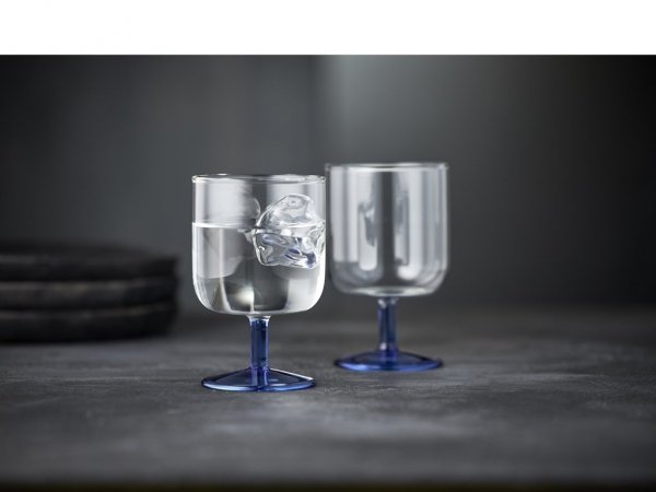 Lyngby Glass TORINO Kieliszki do Wina 300 ml 2 Szt. Bezbarwne / Niebieska Nóżka