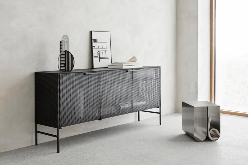 Kristina dam studio GRID Komoda Stalowa 160 cm / Czarna
