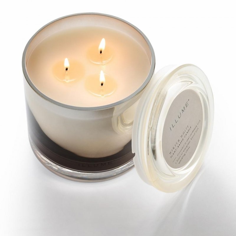 Świeca zapachowa Winter White Statement Glass Candle ILLUME 590 g z trzema knotami
