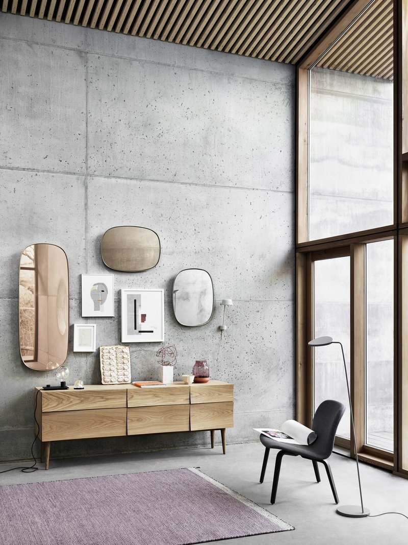 Muuto FRAMED Lustro Ścienne S - Szare / Tafla Klasyczna