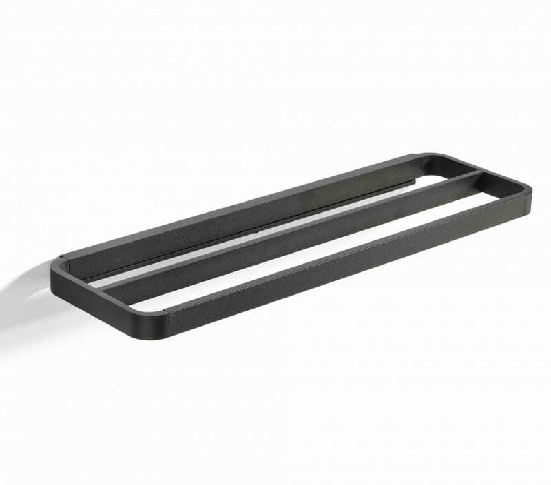 ZONE Denmark RIM Podwójny Reling Ścienny na Ręczniki Łazienkowe 44 cm Czarny
