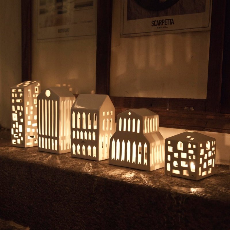 Kähler URBANIA Świecznik Tealight - Domek Biały - Pantheon