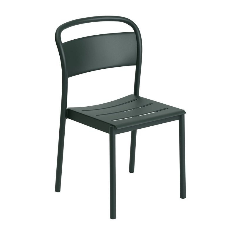 Muuto LINEAR SIDE Krzesło Ogrodowe Metalowe / Ciemnozielone