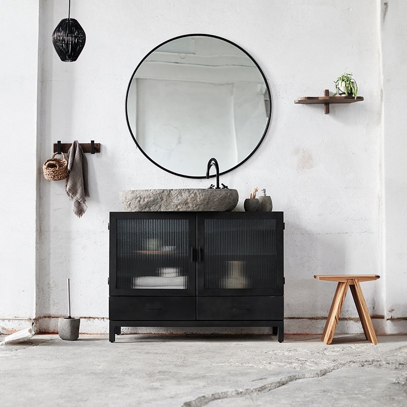Muubs COPENHAGEN Okrągłe Lustro Ścienne 110 cm / Czarne