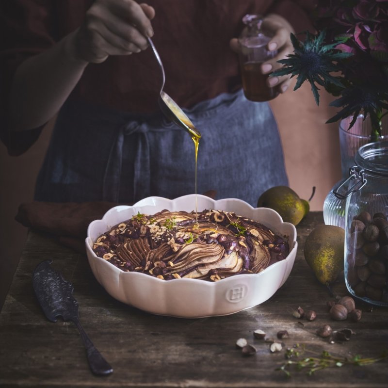 Emile Henry MADELEINE Ceramiczna Forma do Ciasta 26 cm / Różowa