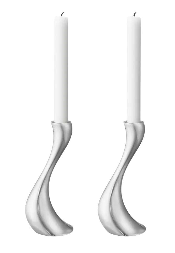 Georg Jensen COBRA Świecznik 20 cm 2 Szt. / Srebrny Matowy
