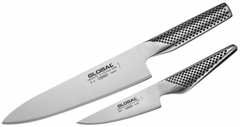 GLOBAL - Zestaw 2 Japońskich Noży Kuchennych G-2 + GS-1
