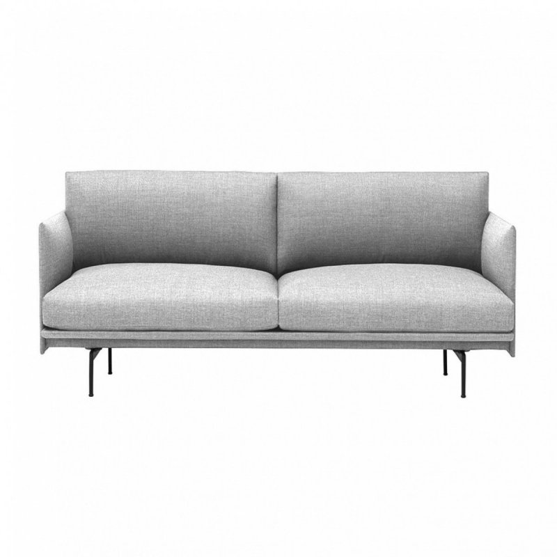 Muuto OUTLINE Sofa 2-Osobowa - Jasnoszara - Tkanina Vancouver 14 / Czarne Nogi