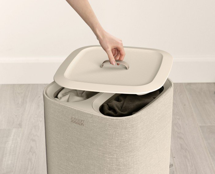 Joseph Joseph TOTA Pojemnik Dwukomorowy - Kosz na Pranie 60 l / Kremowy
