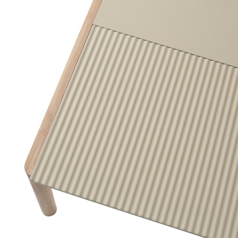 Muuto COUPLE Stolik Kawowy z Ceramicznym Blatem 84x40 cm / Ciemny Dąb - Blat Gładki Piaskowy Sand