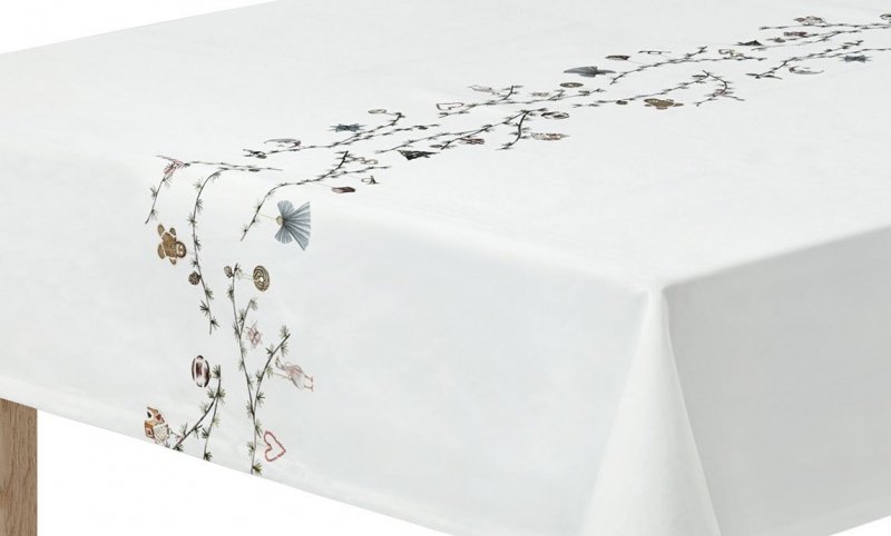 Kähler HAMMERSHØI CHRISTMAS Zdobiony Obrus Świąteczny 150x370 cm Biały