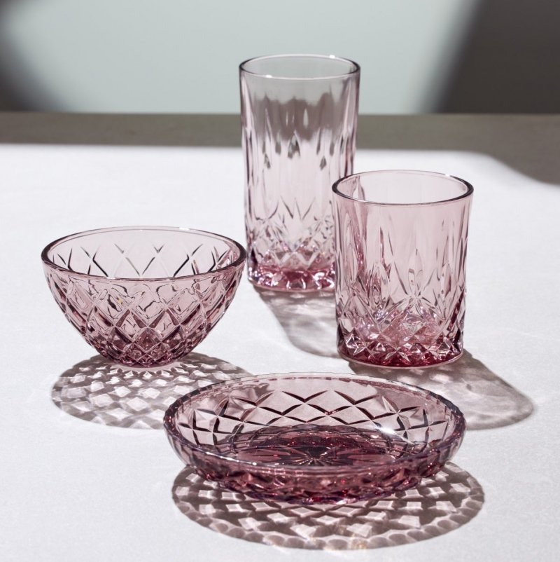 Lyngby Glass SORRENTO Kolorowe Wysokie Szklanki Long Drink 380 ml 4 Szt. / Różowe