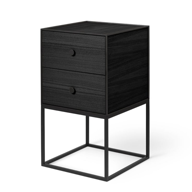by Lassen FRAME 35 Szafka Nocna - Stolik Pomocniczy z Dwoma Szufladami - Czarny