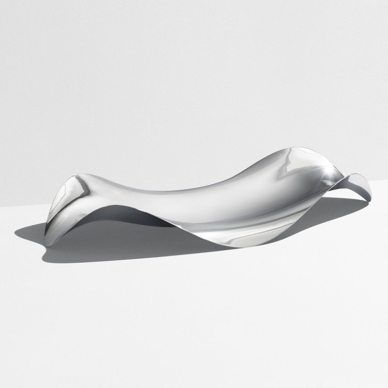 Georg Jensen COBRA Stalowa Patera Dekoracyjna 50 cm / Srebrna Polerowana