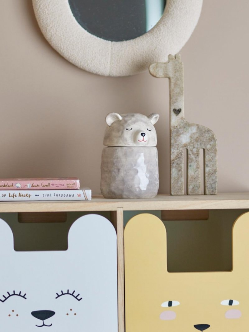 Bloomingville PUK Ceramiczny Pojemnik z Pokrywką / Szary Miś