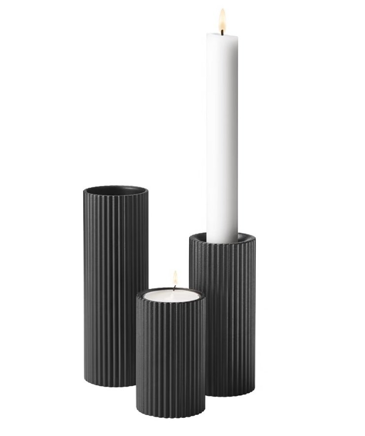 Georg Jensen BERNADOTTE Świecznik -  Zestaw 3 Świeczników / Czarny