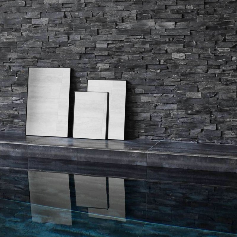 Villa Collection MIRROR Lustro Ścienne Prostokątne Czarne - Zestaw 3 Luster