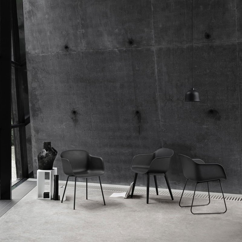 Muuto FIBER ARMCHAIR TUBE BASE Krzesło - Zielone Dusty Green