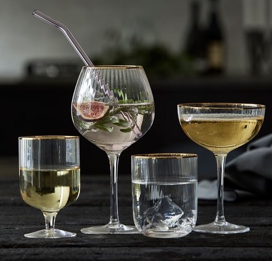 Lyngby Glass PALERMO Kieliszki Koktajlowe / do Aperola 650 ml 4 Szt. Złote