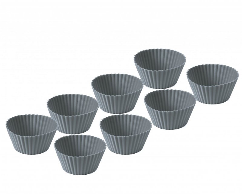 Holm KITCHEN Silikonowe Foremki do Babeczek - Muffinów 8 Szt. Szare