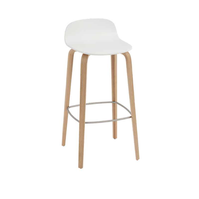 Muuto VISU BAR Hoker - Stołek Barowy 75 cm Biały / Rama Dębowa