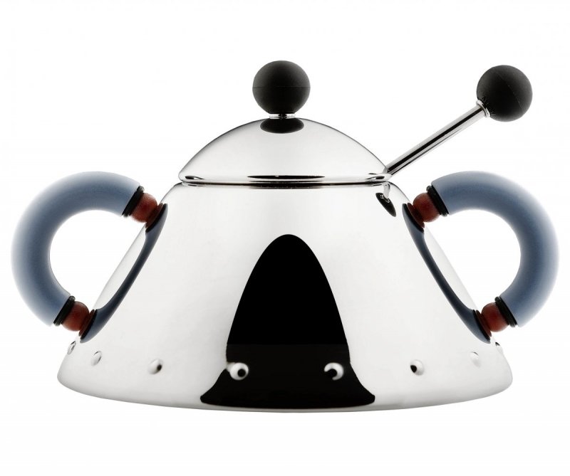 Alessi 9097 Cukiernica Stalowa z Łyżeczką / Niebieska