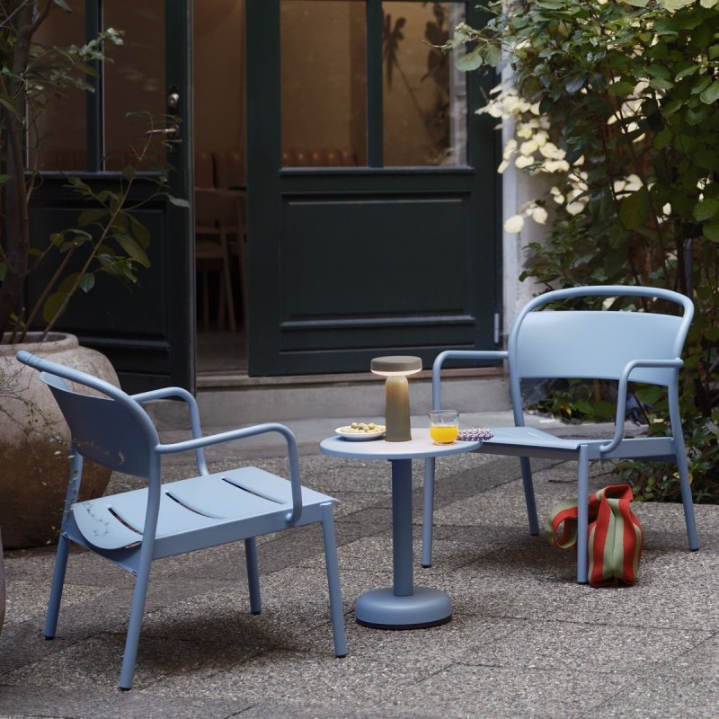 Muuto LINEAR OUTDOOR Stalowy Fotel Ogrodowy Lounge - Zewnętrzny / Ciemnozielony