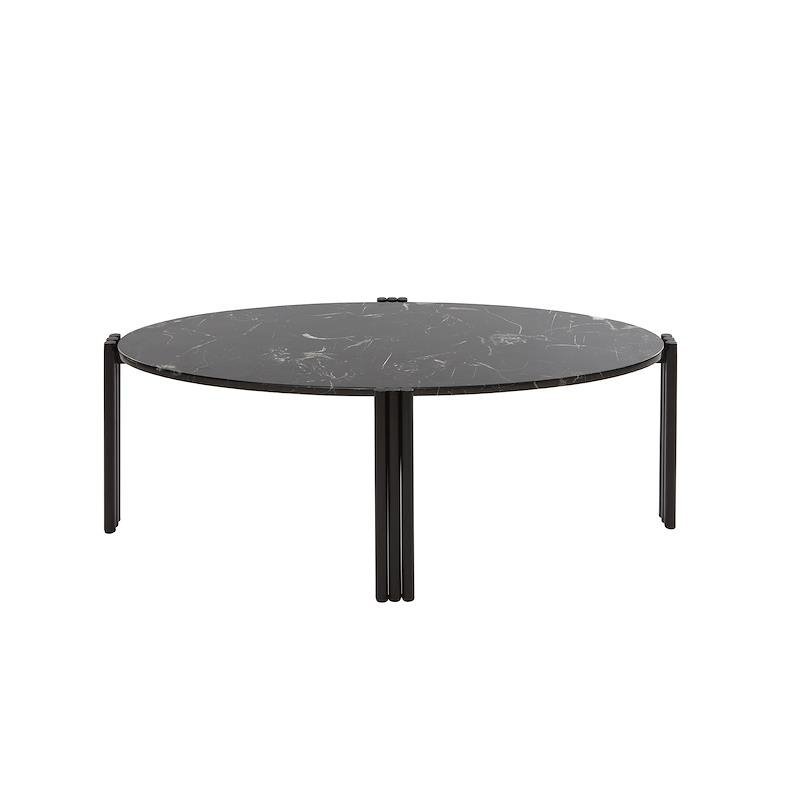 Aytm TRIBUS Owalny Stolik Kawowy 93 cm Czarny / Blat Czarny Marmur