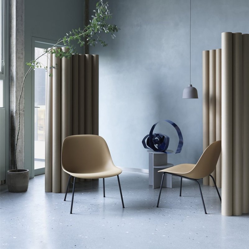 Muuto FIBER LOUNGE Fotel Czarny - Rama Metalowa