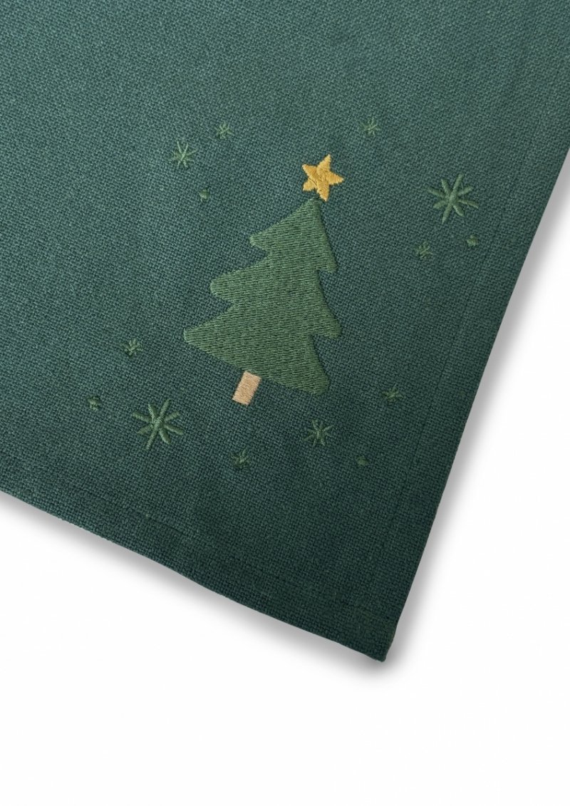 Zielona ściereczka kuchenna z haftem świątecznym Christmas Fabl
