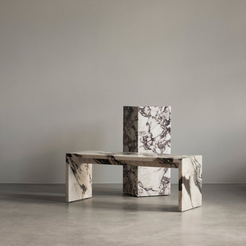 Audo PLINTH Marmurowy Stolik Kawowy 100 cm / Marmur Calacatta Viola