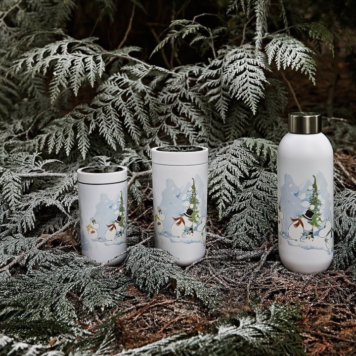 Stelton KEEP COOL Stalowa Butelka do Wody 750 ml MUMINKI Jasnoszara