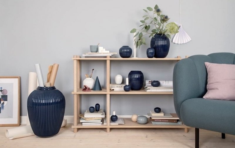 Kähler HAMMERSHØI Wazon do Kwiatów Podłogowy 50 cm Granatowy Indigo