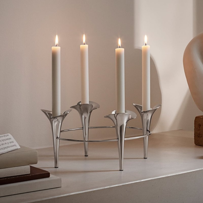 Georg Jensen BLOOM Świecznik Czteroramienny / Srebrny