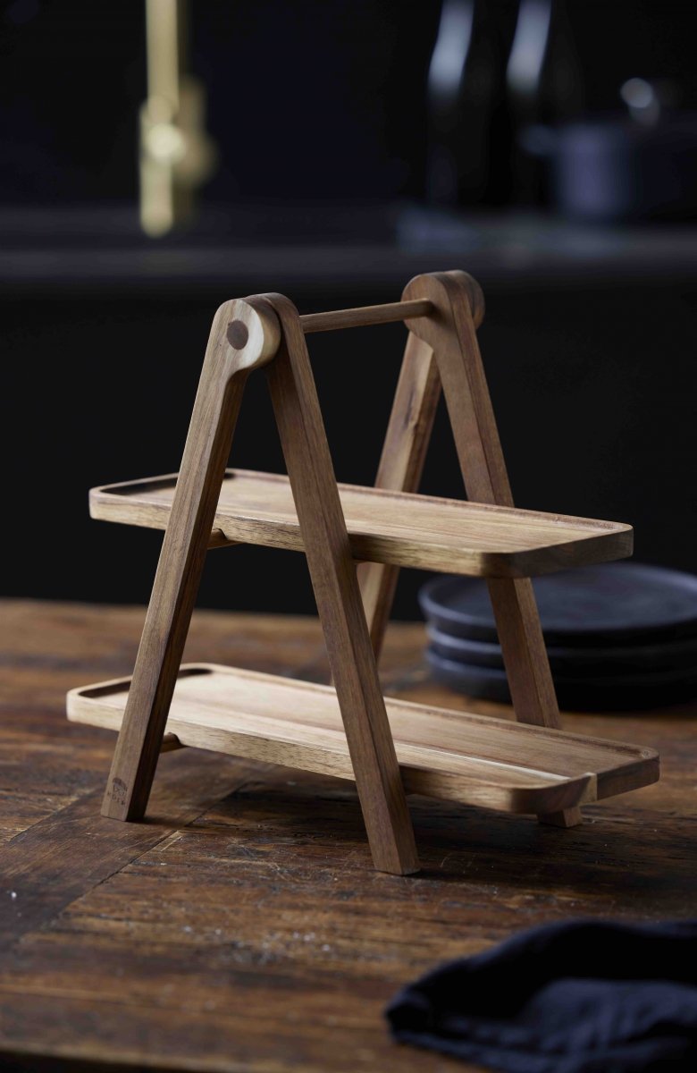 Holm WOODEN Drewniana Etażerka / Piętrowa Patera do Serwowania
