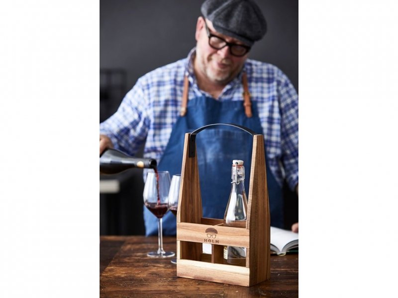 Holm WOODEN Skrzynka na Butelki - Stojak na Wino z Drewna Akacji