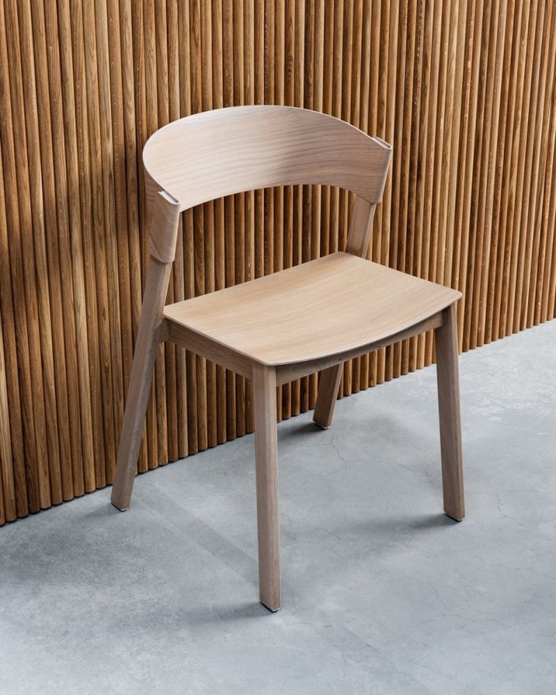 Muuto COVER SIDE Krzesło Drewniane - Dębowe Tapicerowane / Siedzisko Skóra Cognac