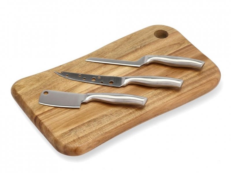 Holm WOODEN Zestaw do Serwowania Serów / Deska + 3 Noże