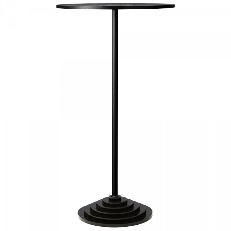 Aytm SOLUS Stół Okrągły z Marmurową Podstawą 60 cm Czarny